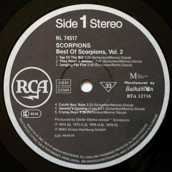 SCORPIONS – The Best Of Scorpions, Vol. 2