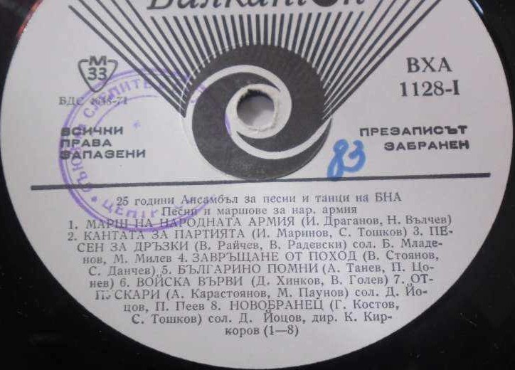 Песни и маршове за народната армия. 25 години Ансамбъл за песни и танци на БНА