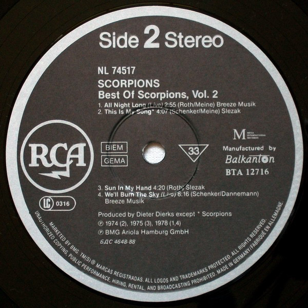 SCORPIONS – The Best Of Scorpions, Vol. 2
