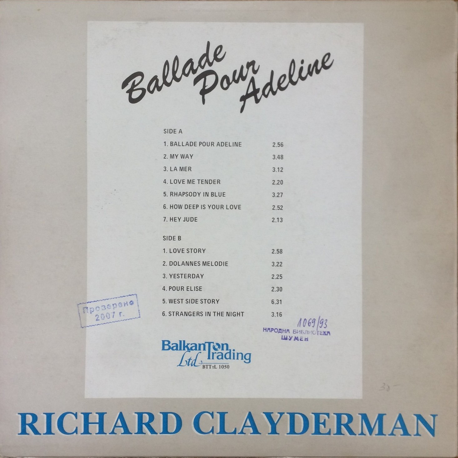 Ballade pour Adeline. Richard Clayderman - klavier