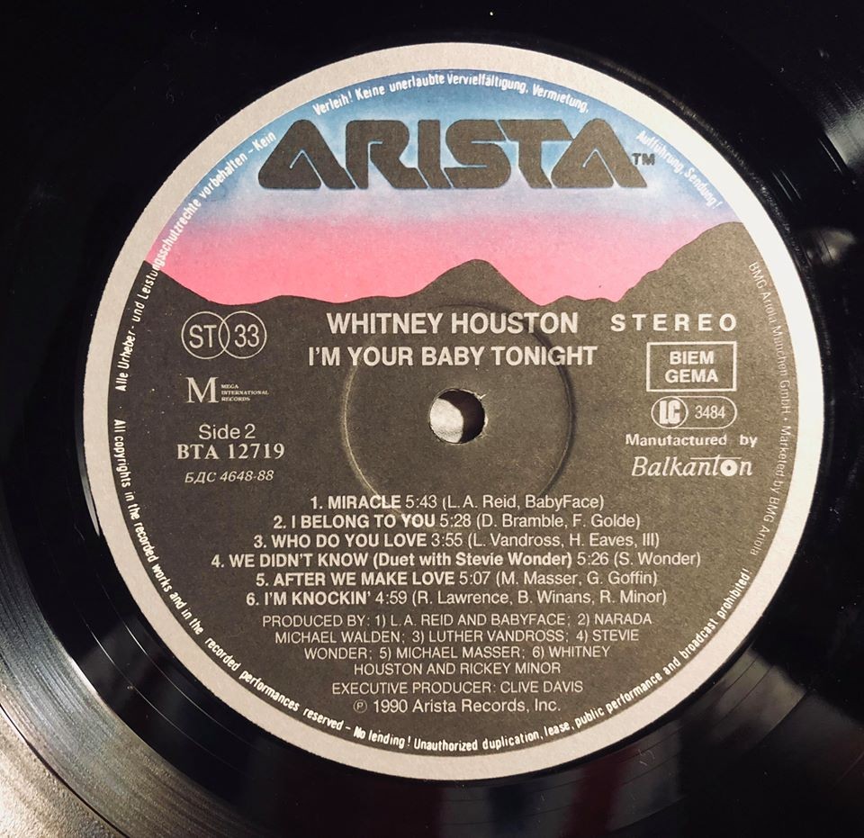 Whitney Houston ‎– I'm Your Baby Tonight
