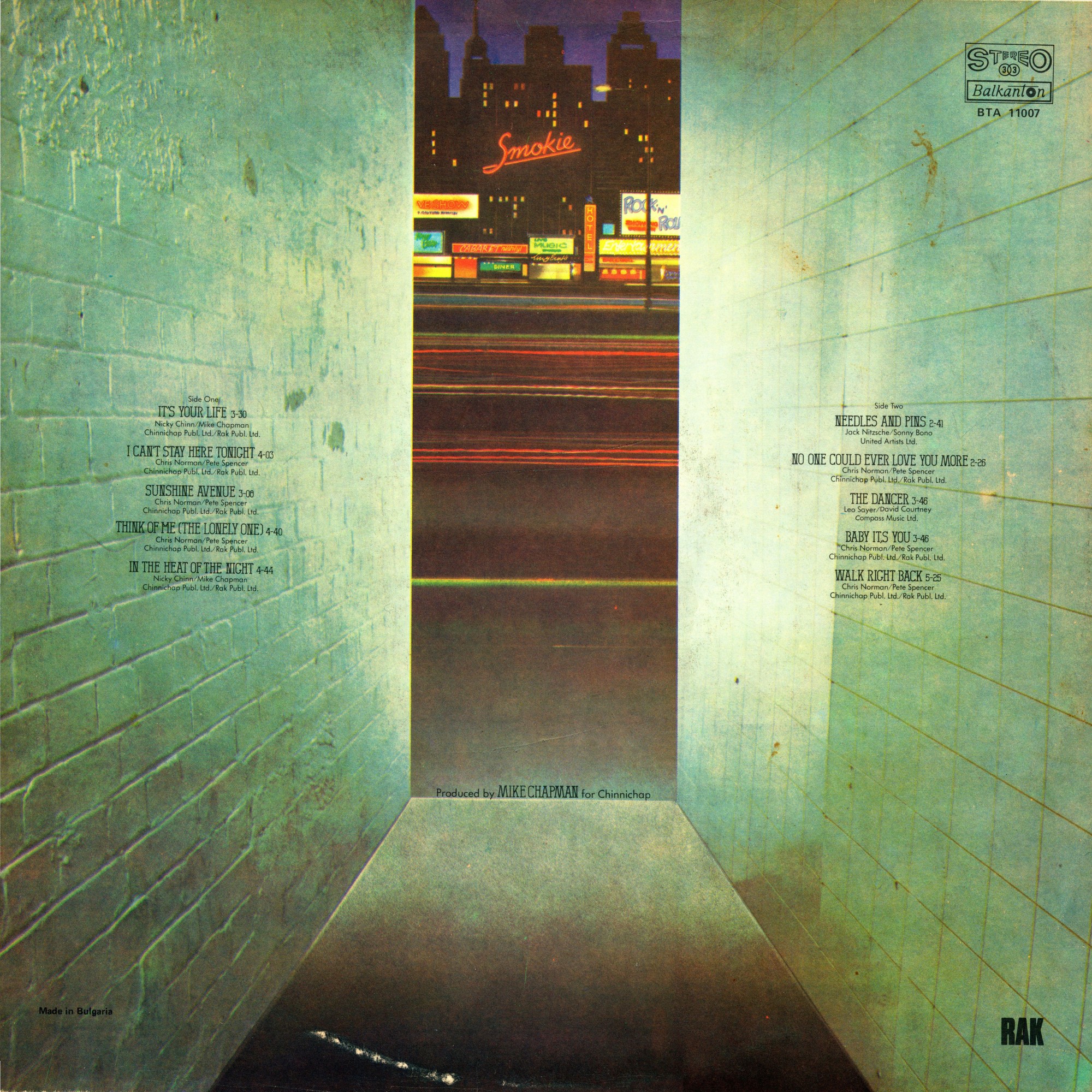 Smokie. Bright Lights and Back Alleys