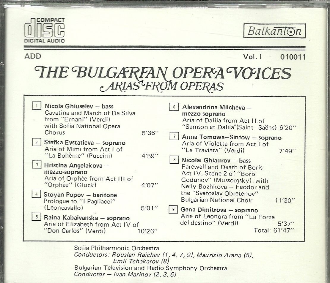The Bulgarian Opera Voices. Vol. 1