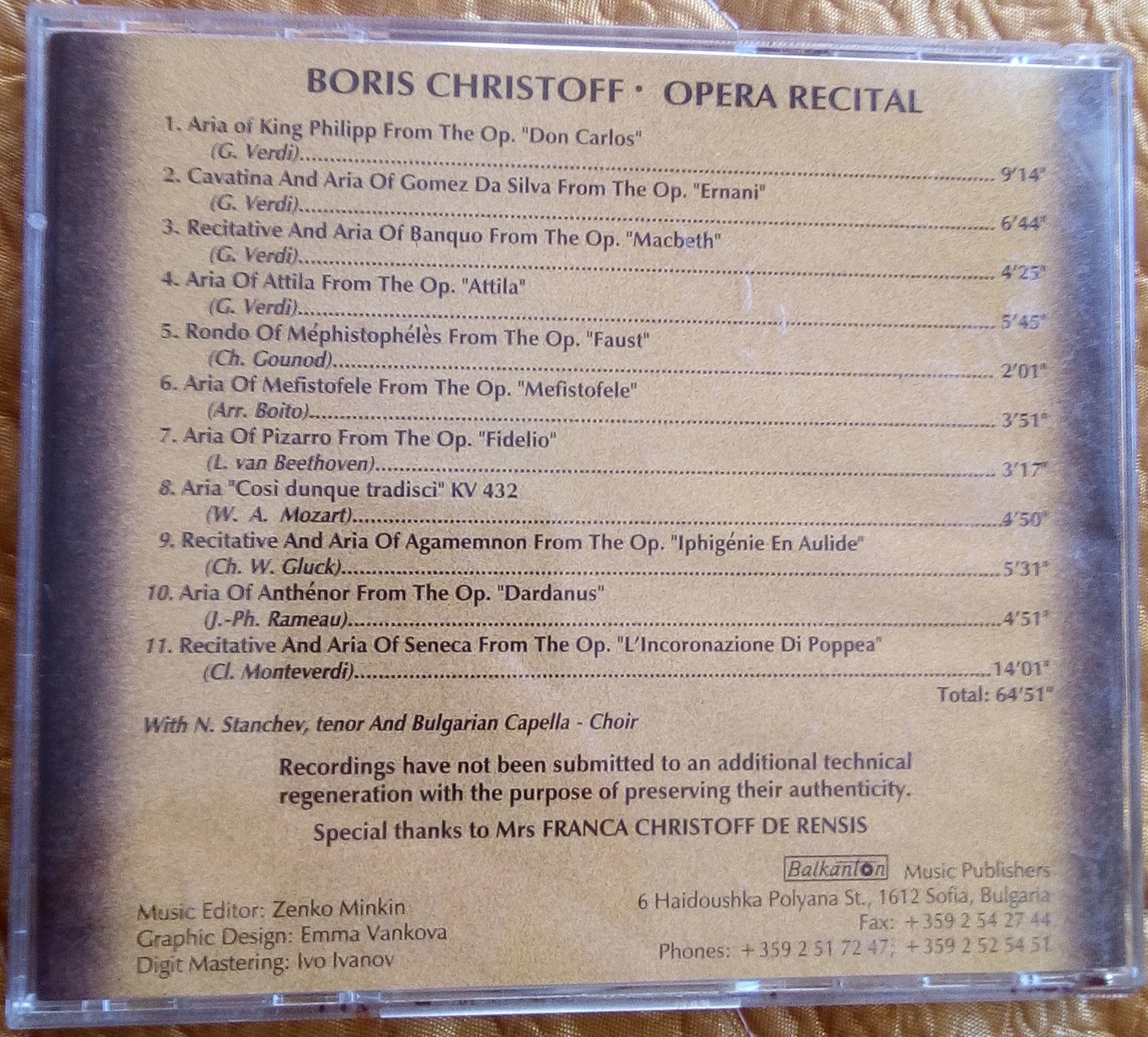 Boris Christoff. Opera recital