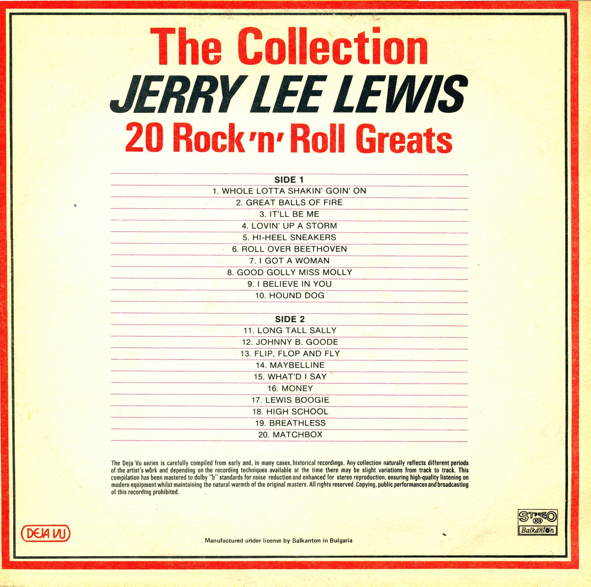 Jerry Lee LEWIS – The Collection: 20 Rock’n’Roll Greats