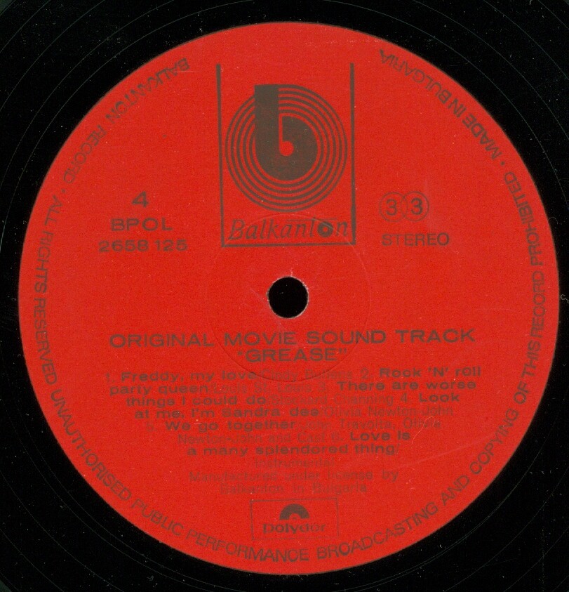 Original Movie Sound Track "Grease"